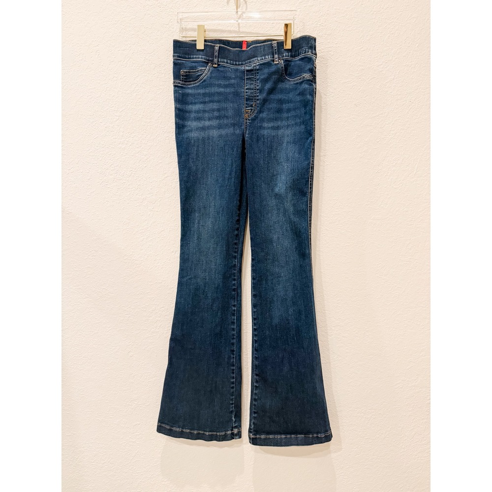 Spanx Flare Jeans Womens L Dark Wash High Rise Stretch Denim Boho Y2K